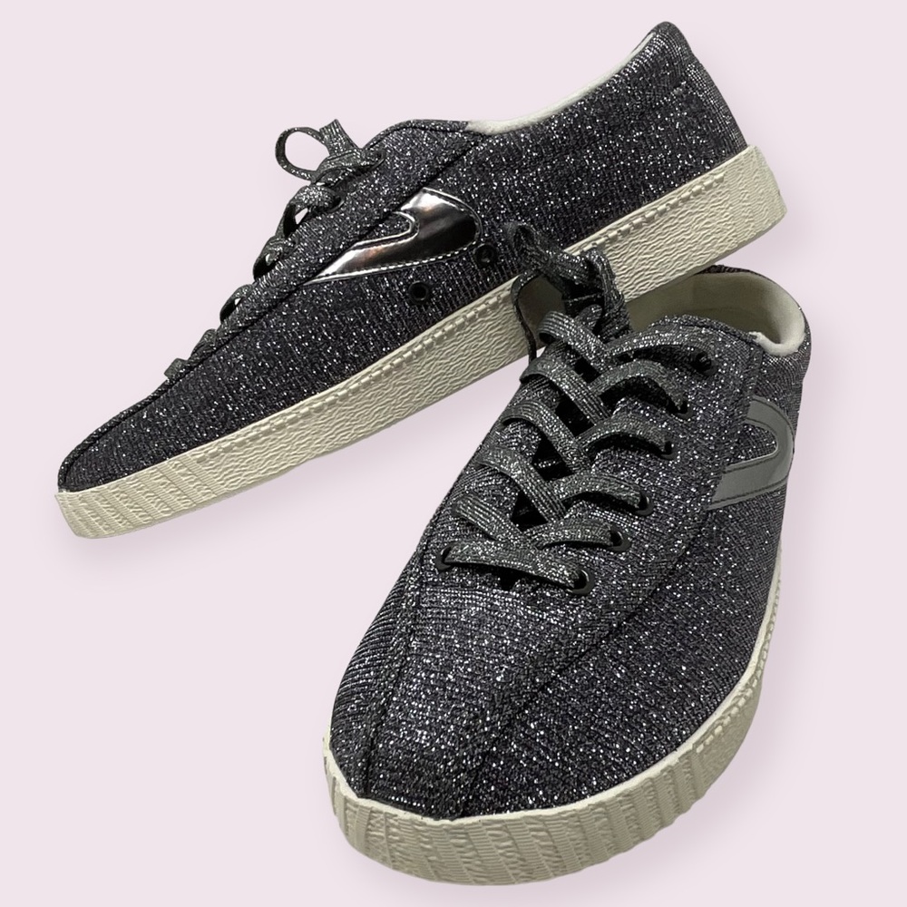 Tretorn Silver Glittery Metallic Sneakers - Size 10 - Like Brand New/Never Worn
